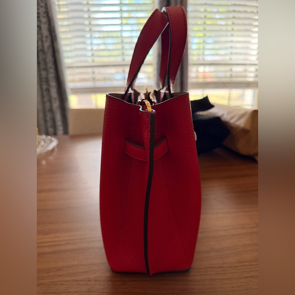 Michael Kors Bright Red Leather Satchel with Gold Hardware - Picture 9 of 16